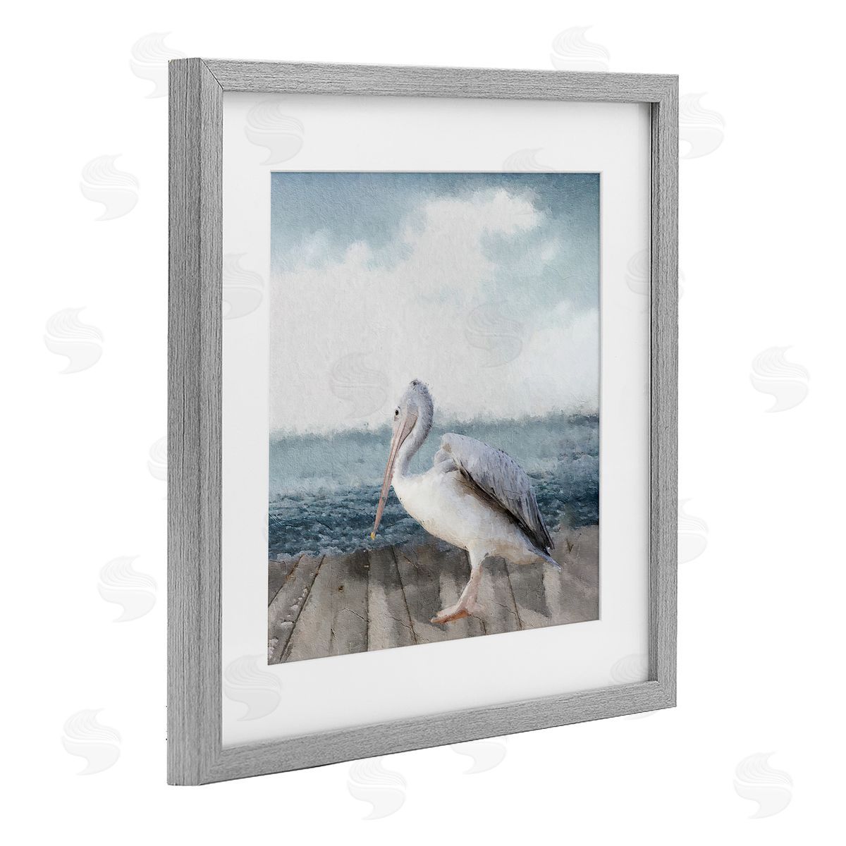 Sophie 6 Expressionist Pelican on Dock Canvas Wall Art Print