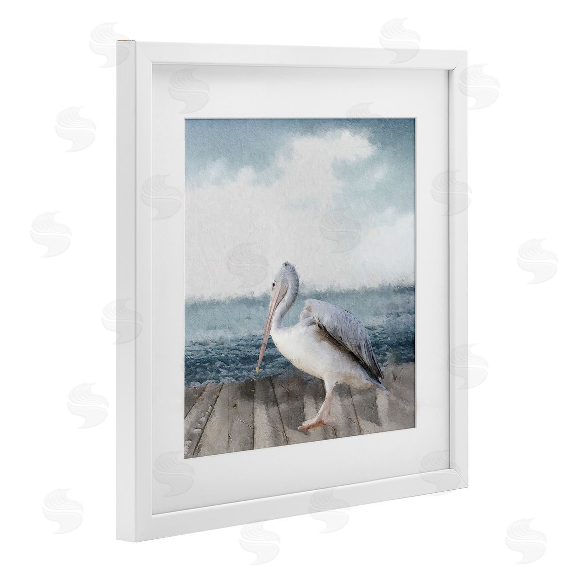 Sophie 6 Expressionist Pelican on Dock Canvas Wall Art Print
