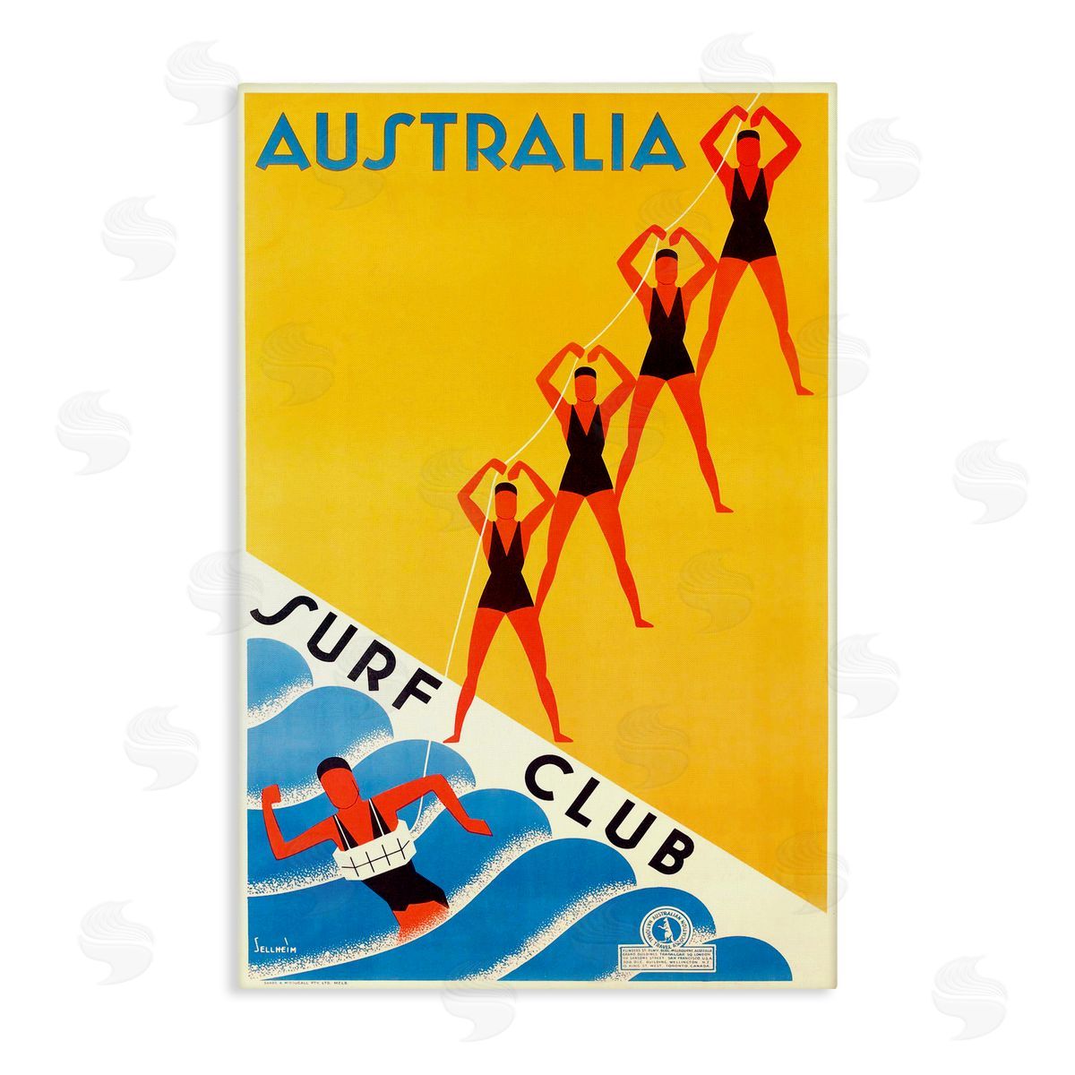 Marcus Jules Australia Surf Club Canvas Wall Art Print