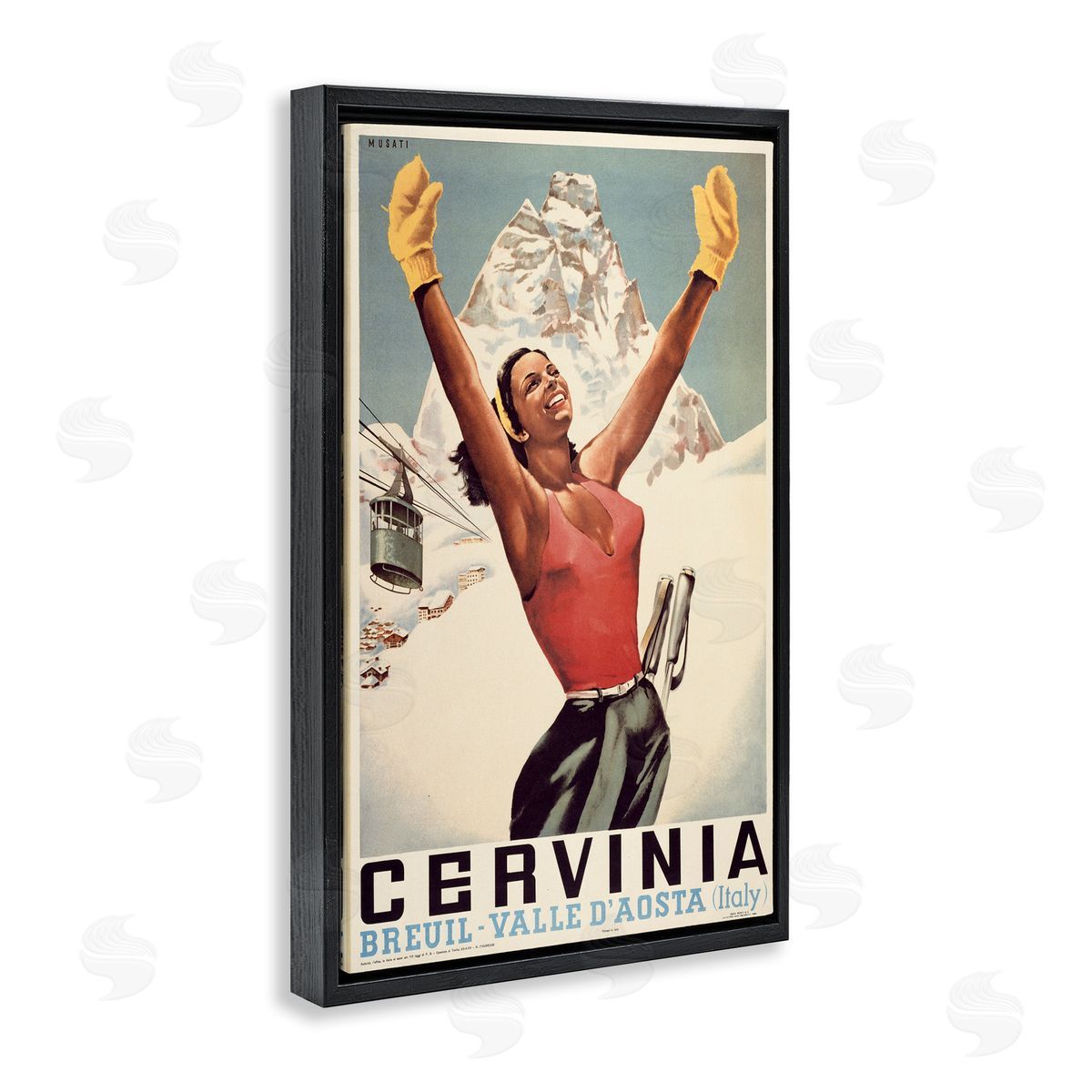 Marcus Jules Vintage Ski Cervinia Canvas Wall Art Print