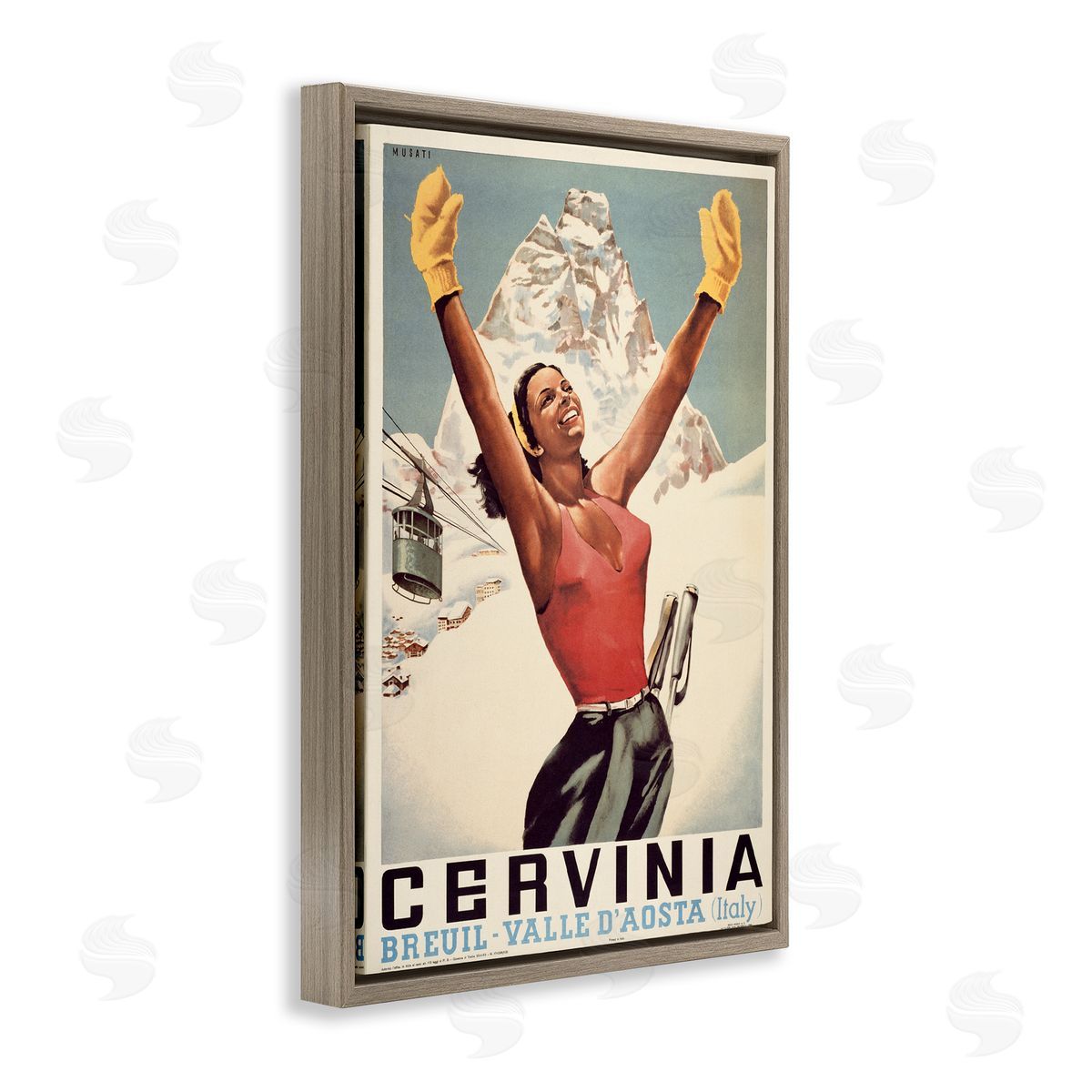 Marcus Jules Vintage Ski Cervinia Canvas Wall Art Print