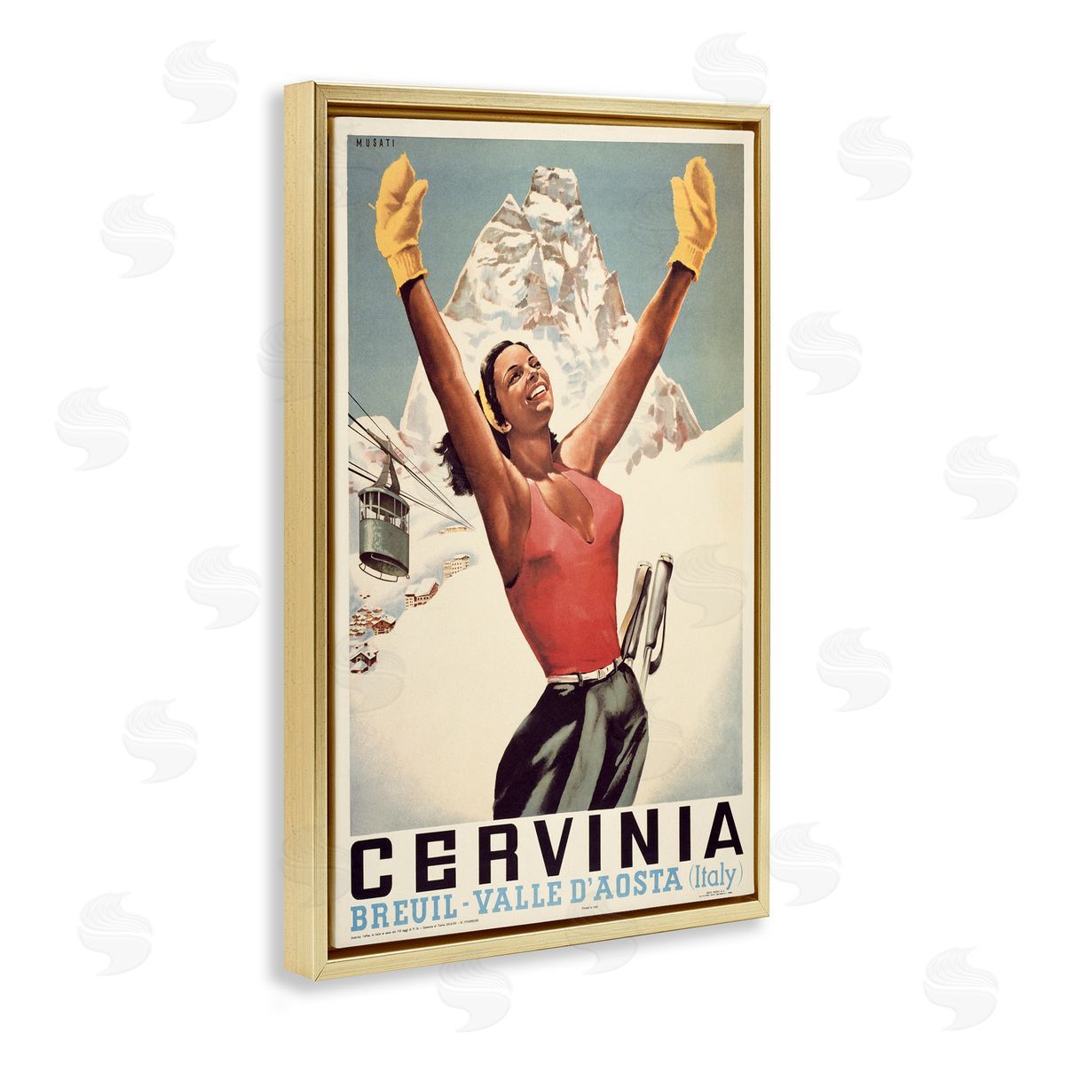 Marcus Jules Vintage Ski Cervinia Canvas Wall Art Print