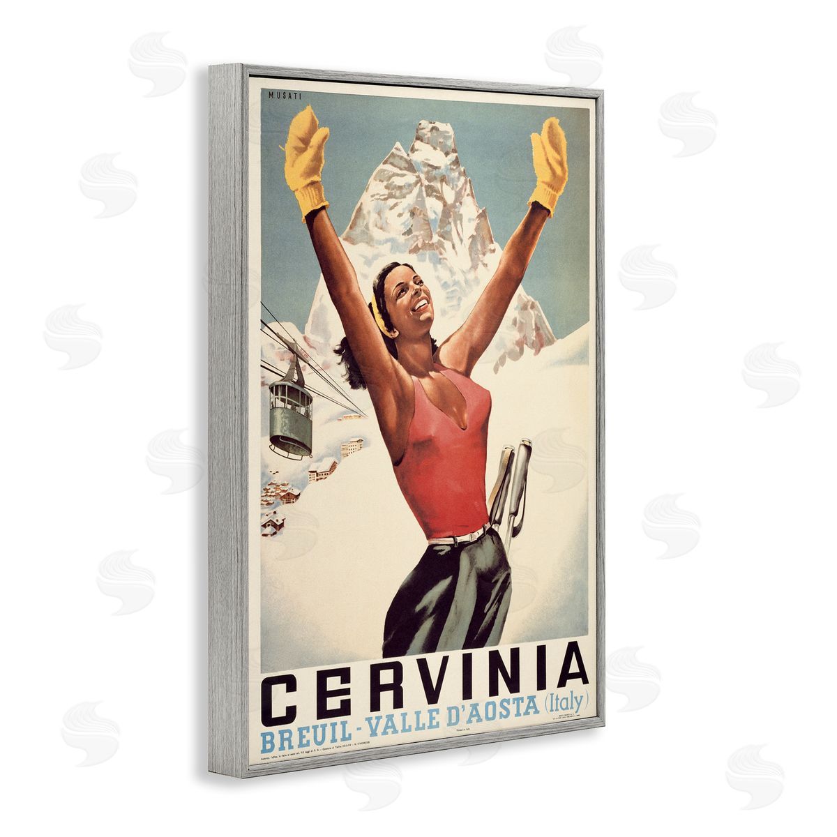Marcus Jules Vintage Ski Cervinia Canvas Wall Art Print