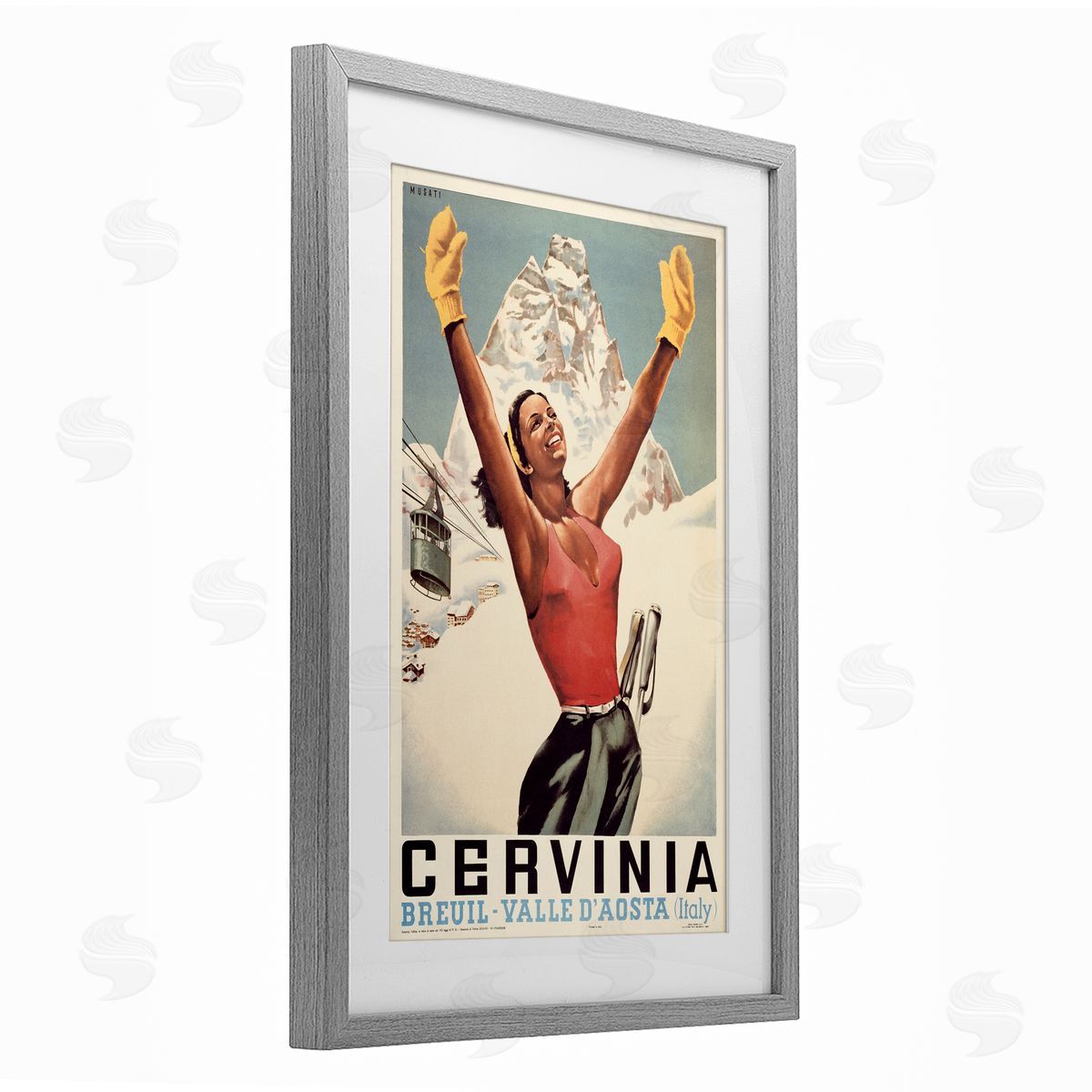 Marcus Jules Vintage Ski Cervinia Canvas Wall Art Print