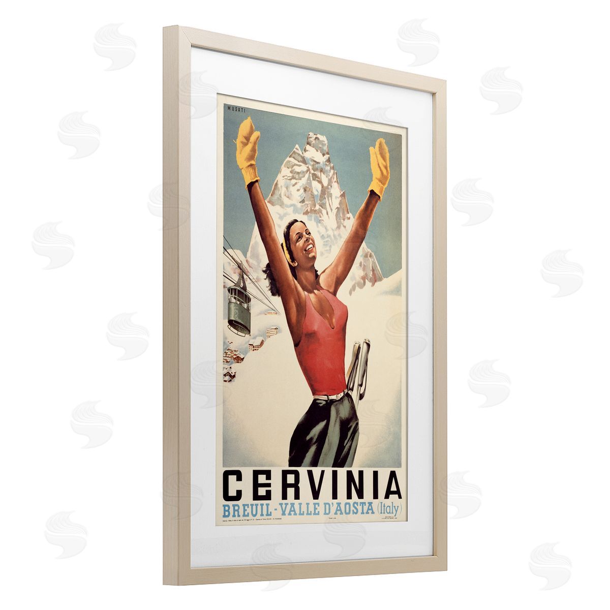 Marcus Jules Vintage Ski Cervinia Canvas Wall Art Print