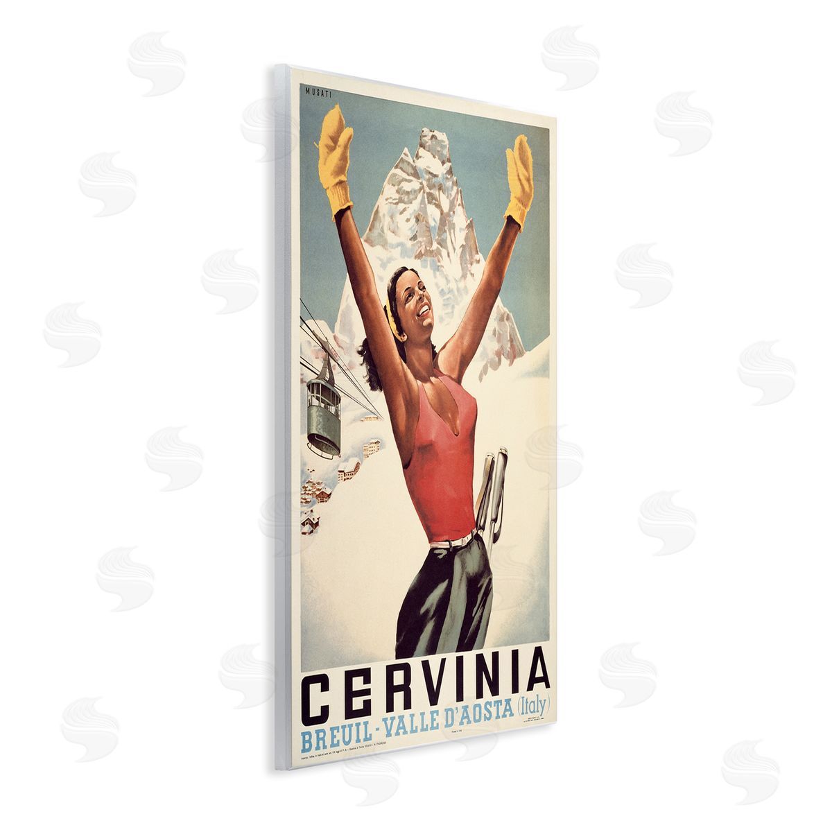 Marcus Jules Vintage Ski Cervinia Canvas Wall Art Print
