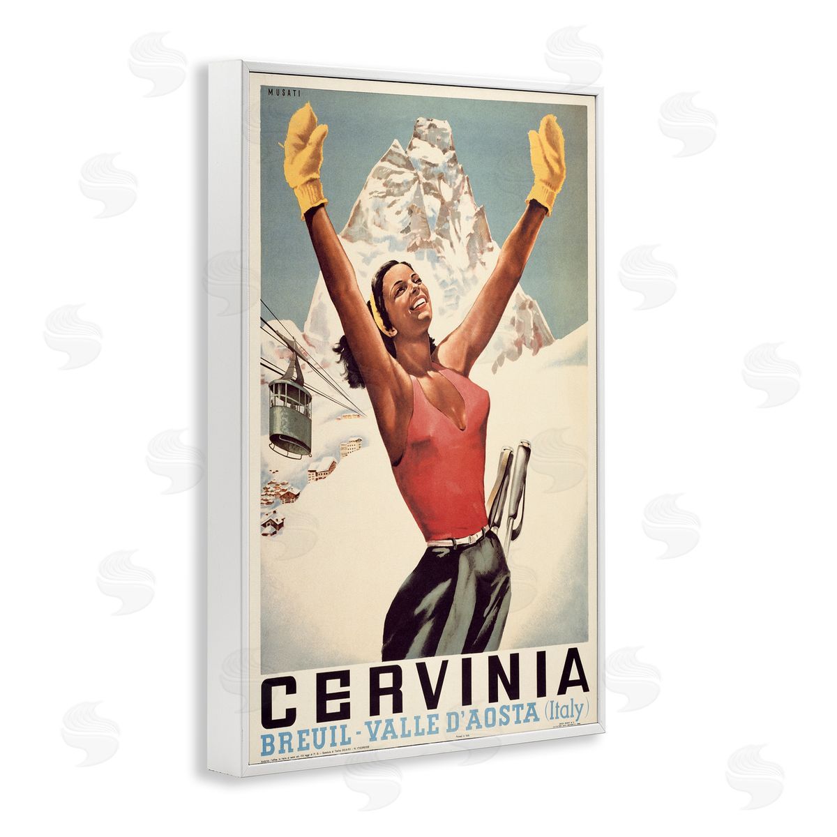 Marcus Jules Vintage Ski Cervinia Canvas Wall Art Print