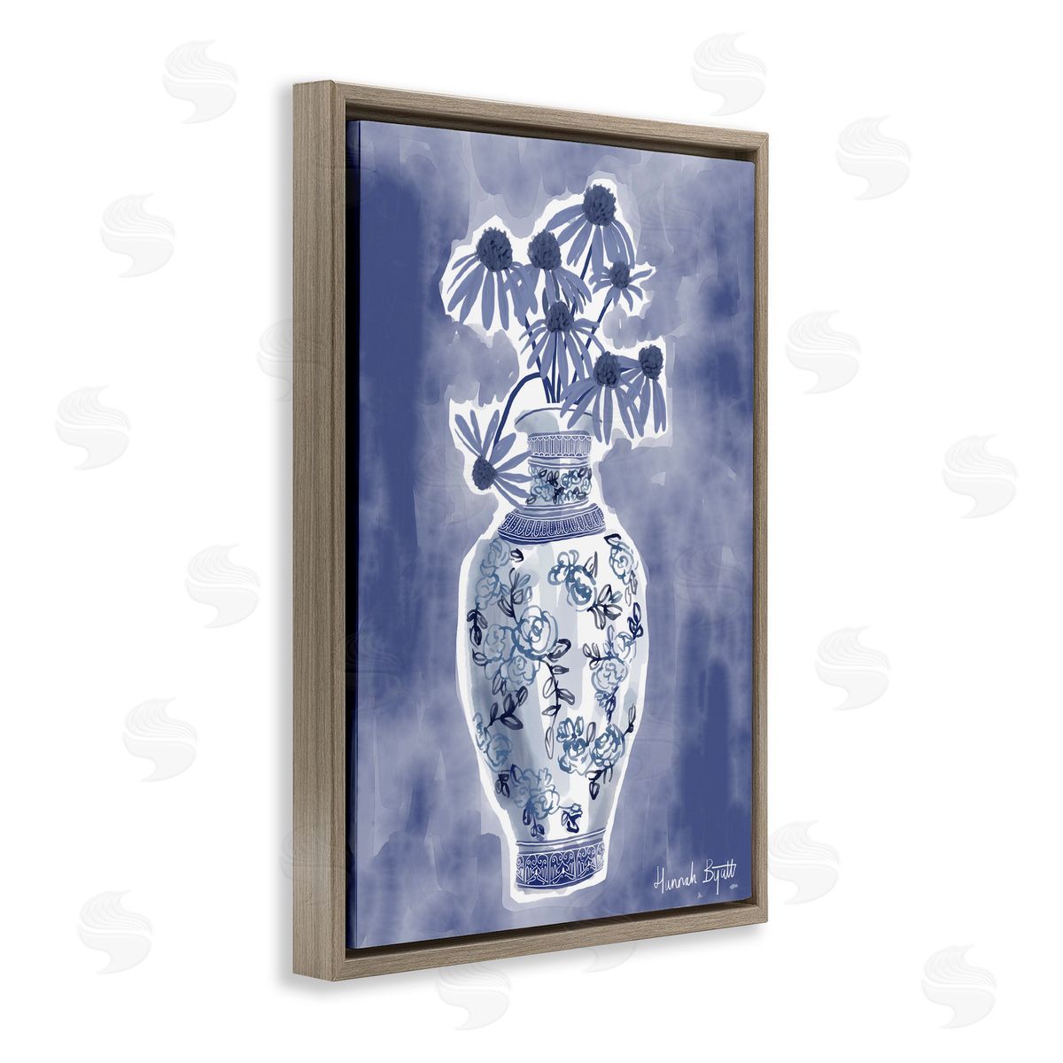 Hannah Byatt Chinoiserie with Black Eyed Susans Canvas Wall Art Print