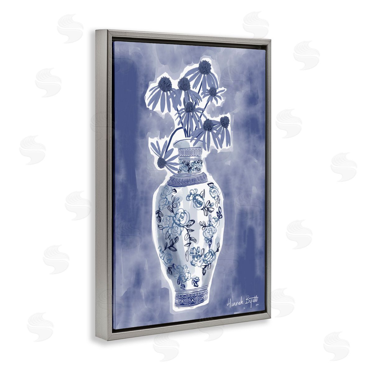 Hannah Byatt Chinoiserie with Black Eyed Susans Canvas Wall Art Print