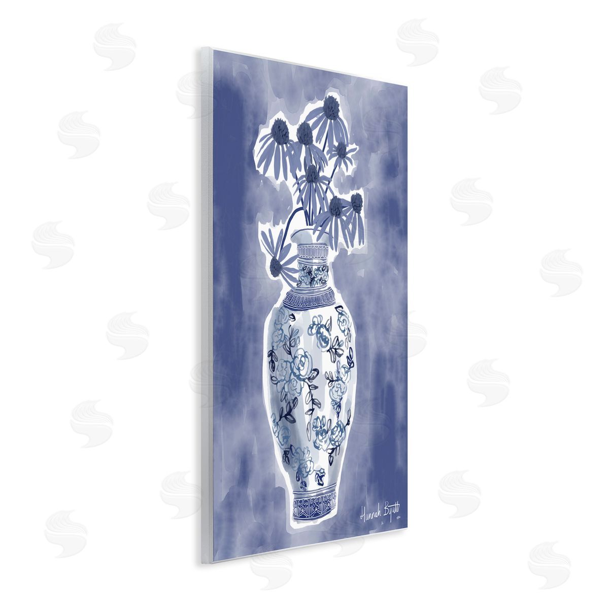 Hannah Byatt Chinoiserie with Black Eyed Susans Canvas Wall Art Print