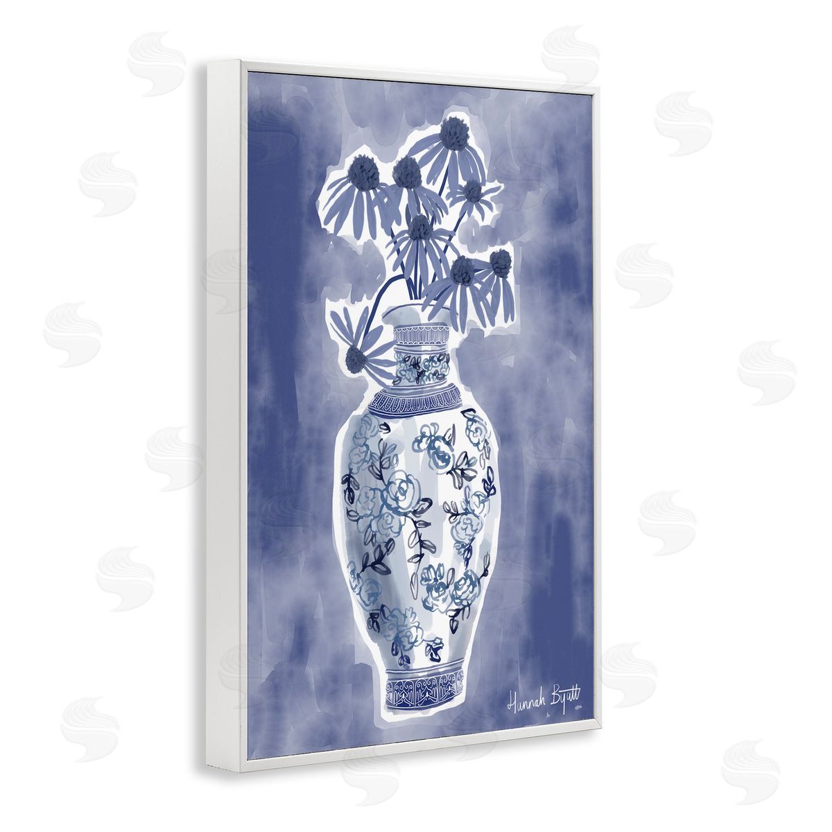 Hannah Byatt Chinoiserie with Black Eyed Susans Canvas Wall Art Print