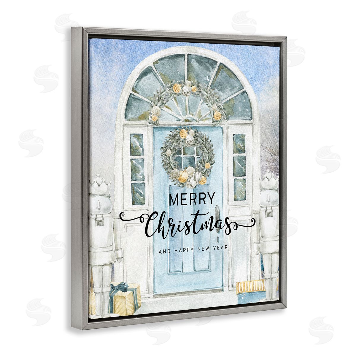 Jesse Keith Merry Christmas Blue Door Canvas Wall Art Print