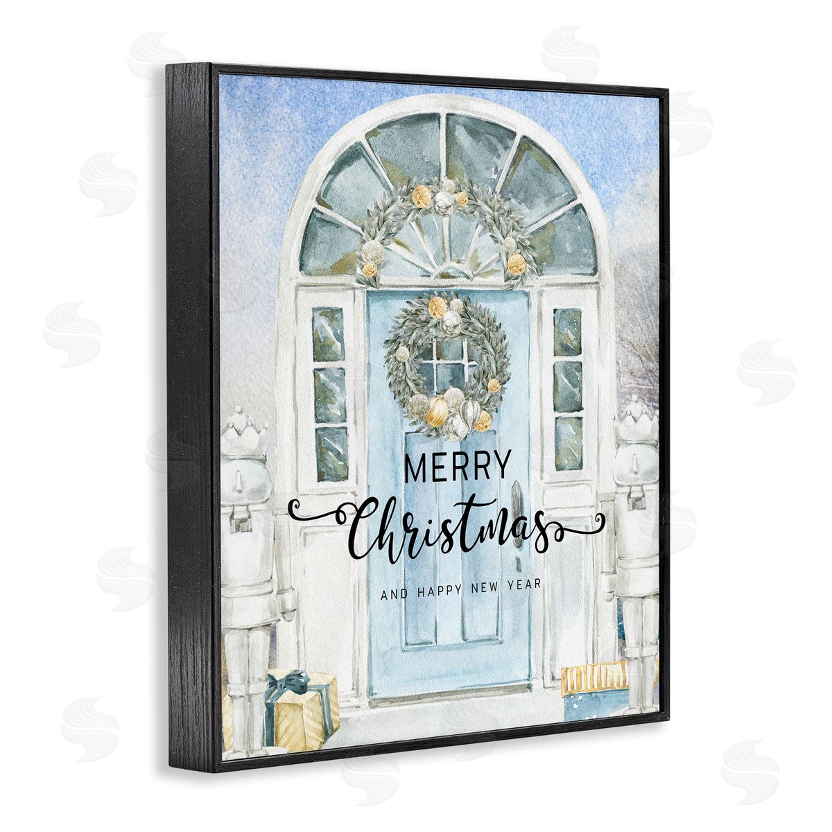 Jesse Keith Merry Christmas Blue Door Canvas Wall Art Print