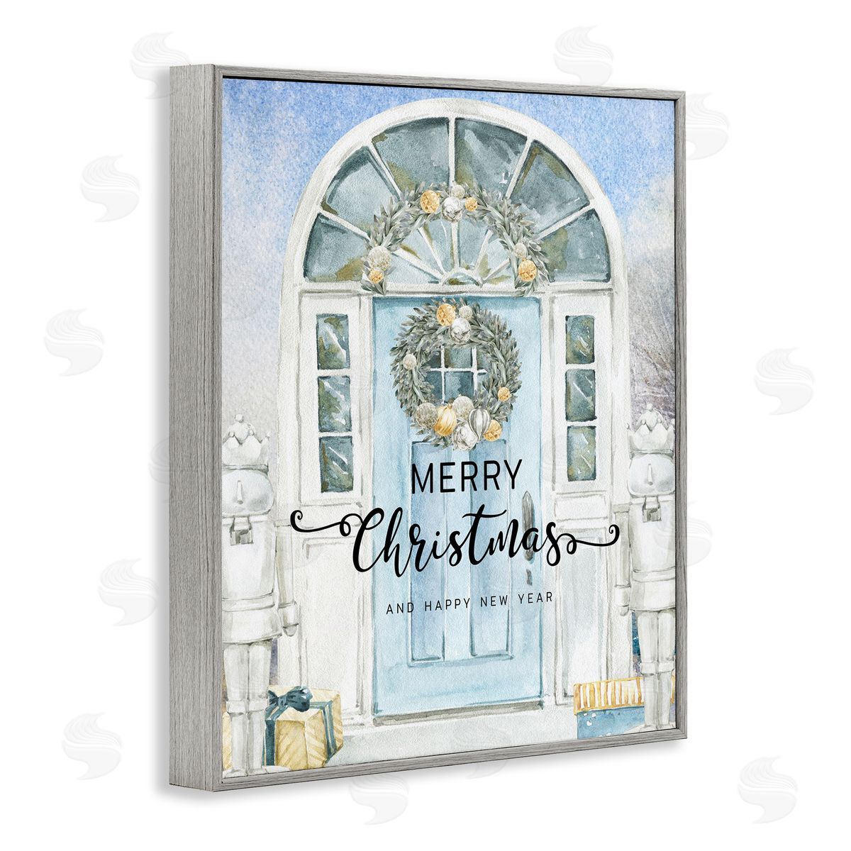 Jesse Keith Merry Christmas Blue Door Canvas Wall Art Print