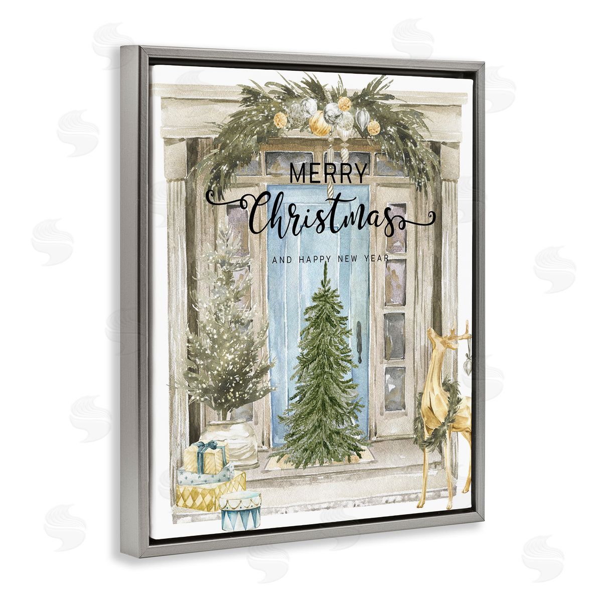 Jesse Keith Merry Christmas Door & Tree Canvas Wall Art Print