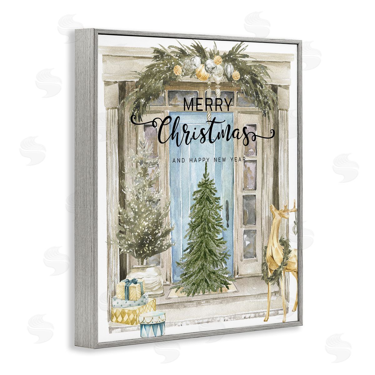Jesse Keith Merry Christmas Door & Tree Canvas Wall Art Print