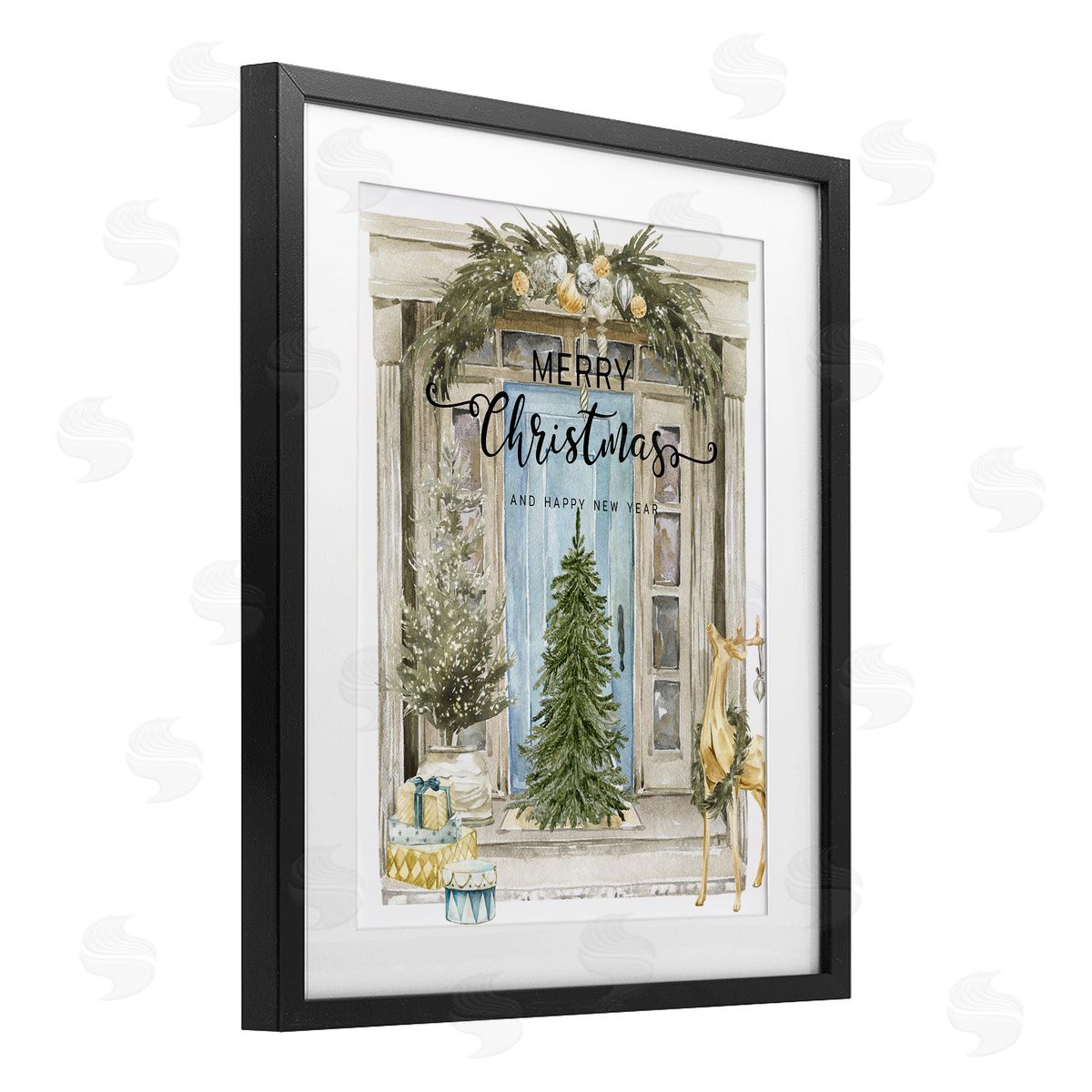 Jesse Keith Merry Christmas Door & Tree Canvas Wall Art Print