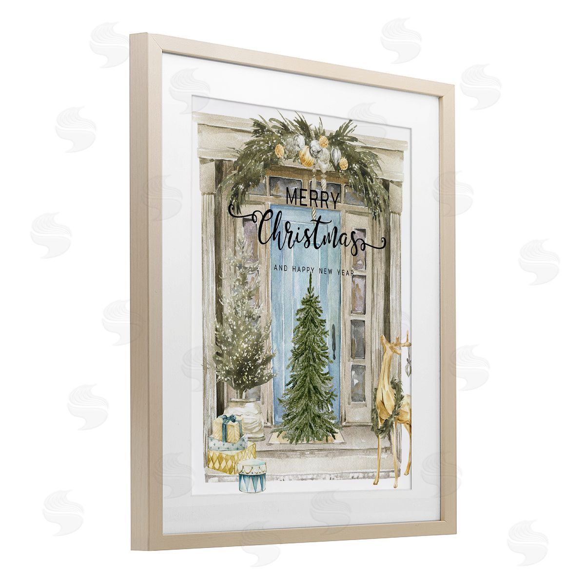 Jesse Keith Merry Christmas Door & Tree Canvas Wall Art Print