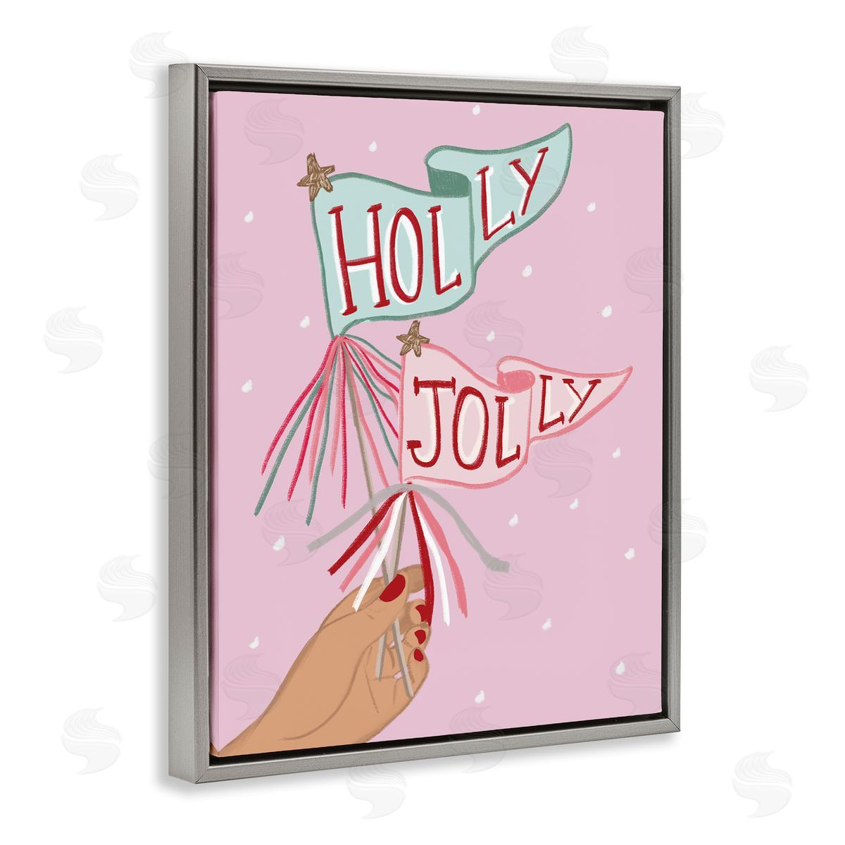 Chen Alyesh Holly Jolly Festive Flags Canvas Wall Art Print