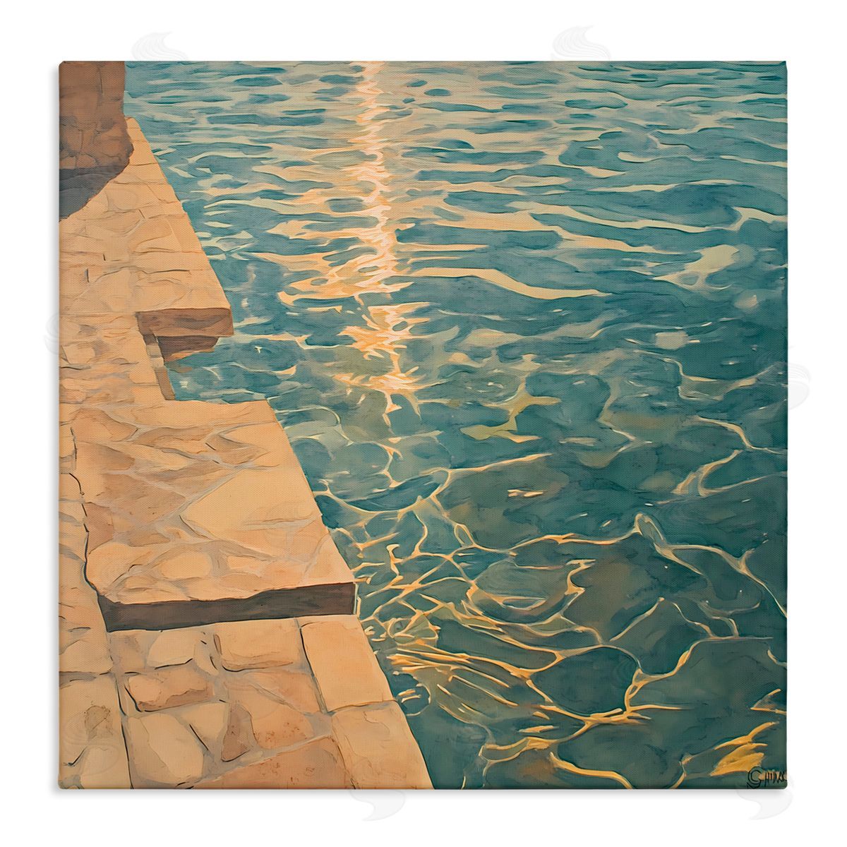 Walker Noble Sunlit Pool Reflection Canvas Wall Art Print