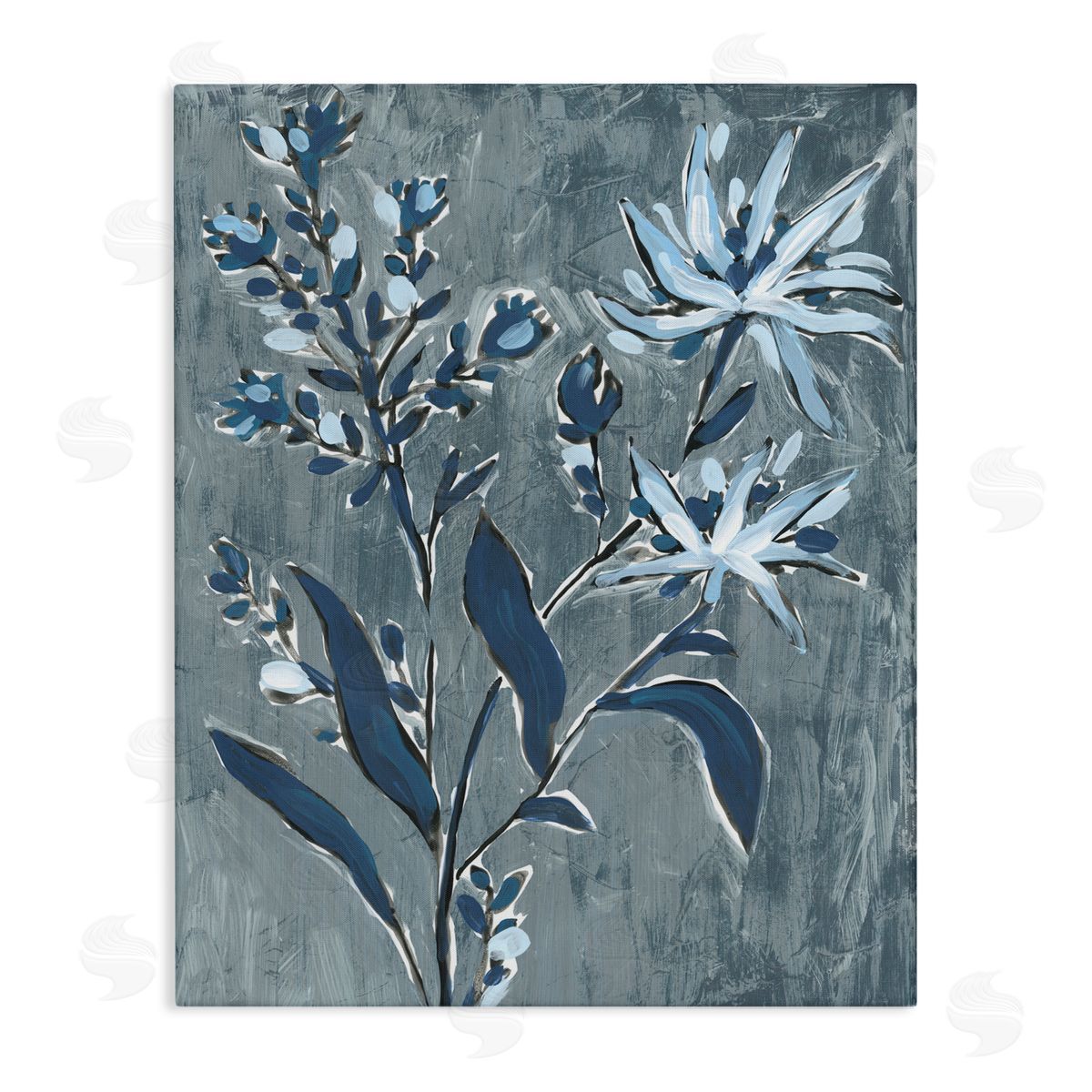 June Erica Vess Vintage Navy Sprig Canvas Wall Art Print