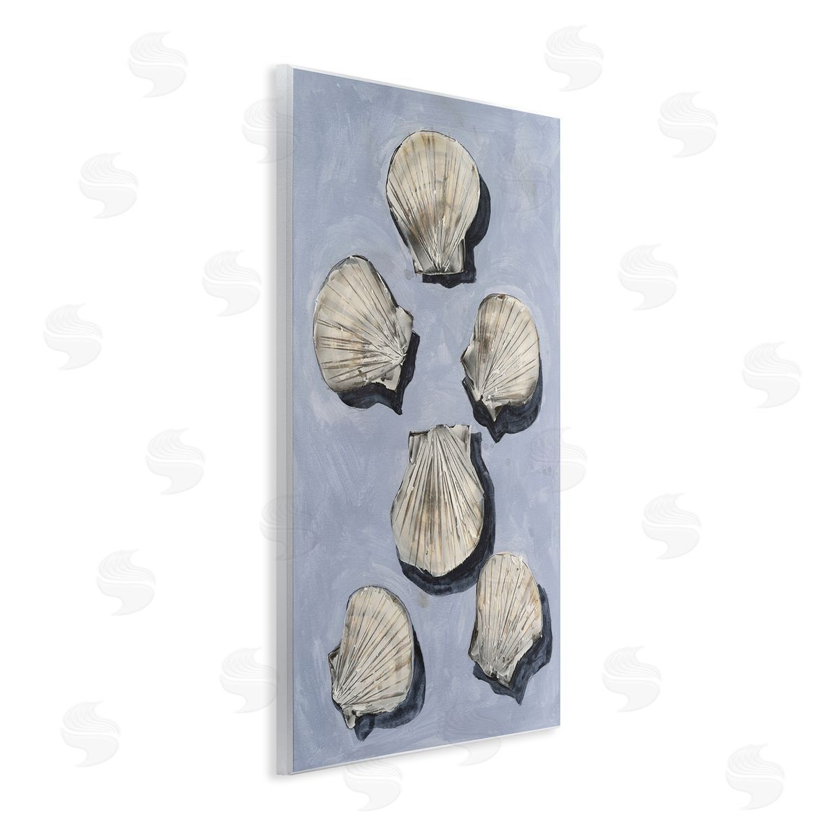 Michael Willett Embellished Seashells Over Blue Canvas Wall Art Print