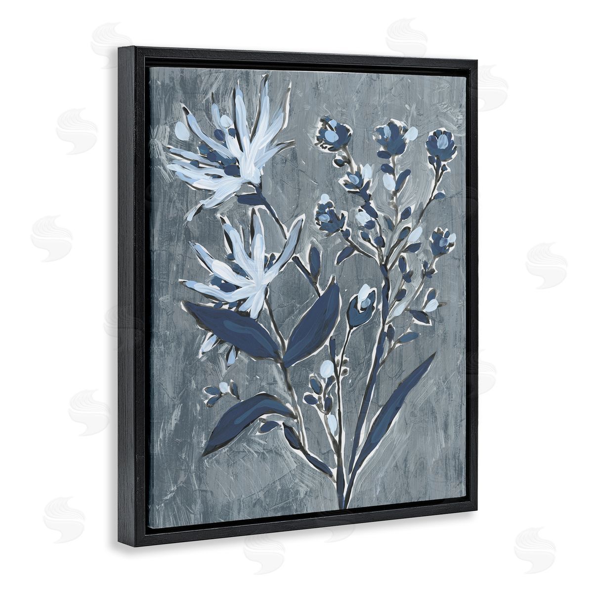 June Erica Vess Navy Blue Flowers Canvas Wall Art Print