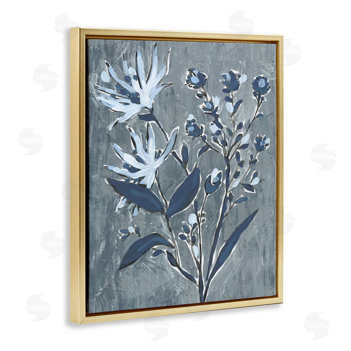 June Erica Vess Navy Blue Flowers Canvas Wall Art Print