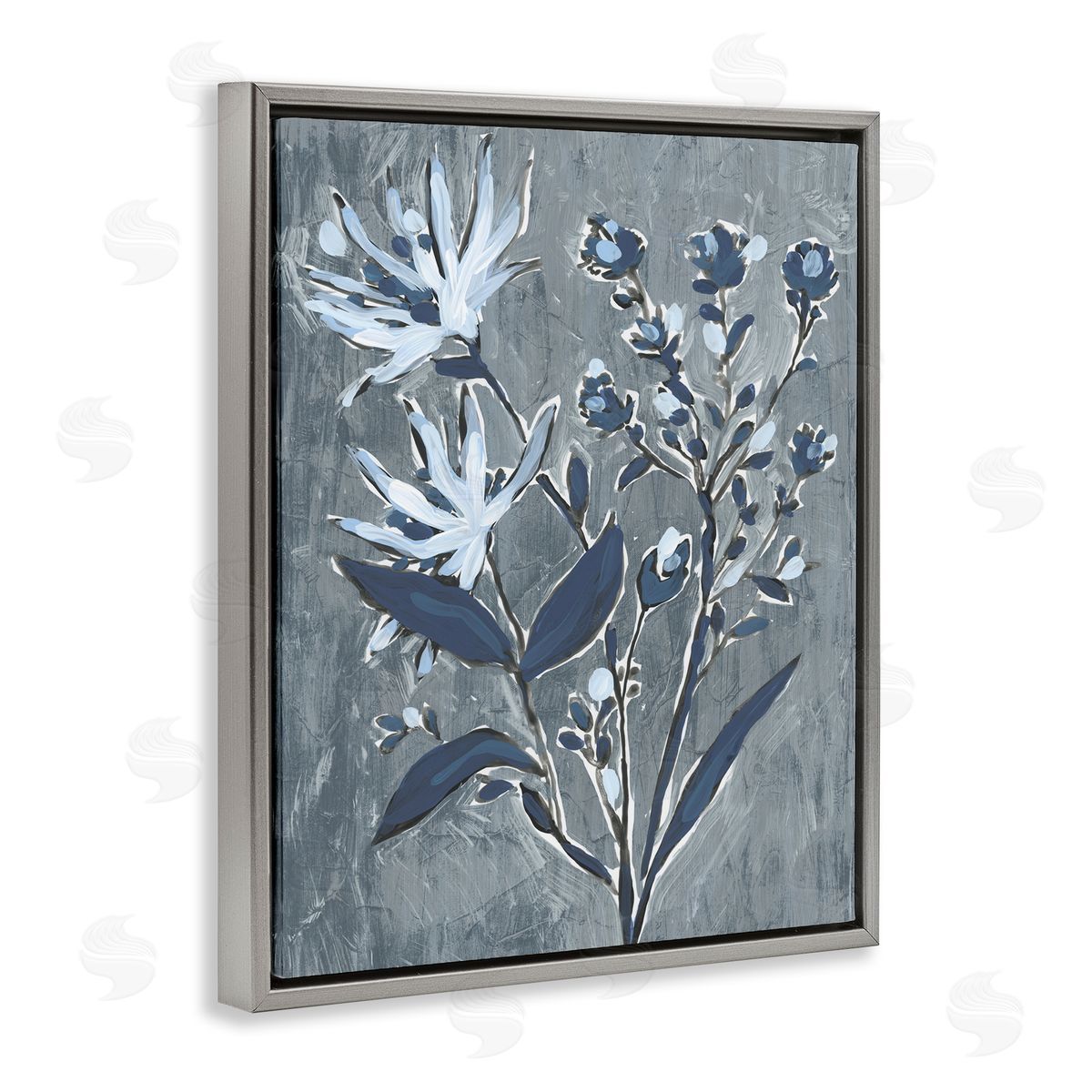June Erica Vess Navy Blue Flowers Canvas Wall Art Print