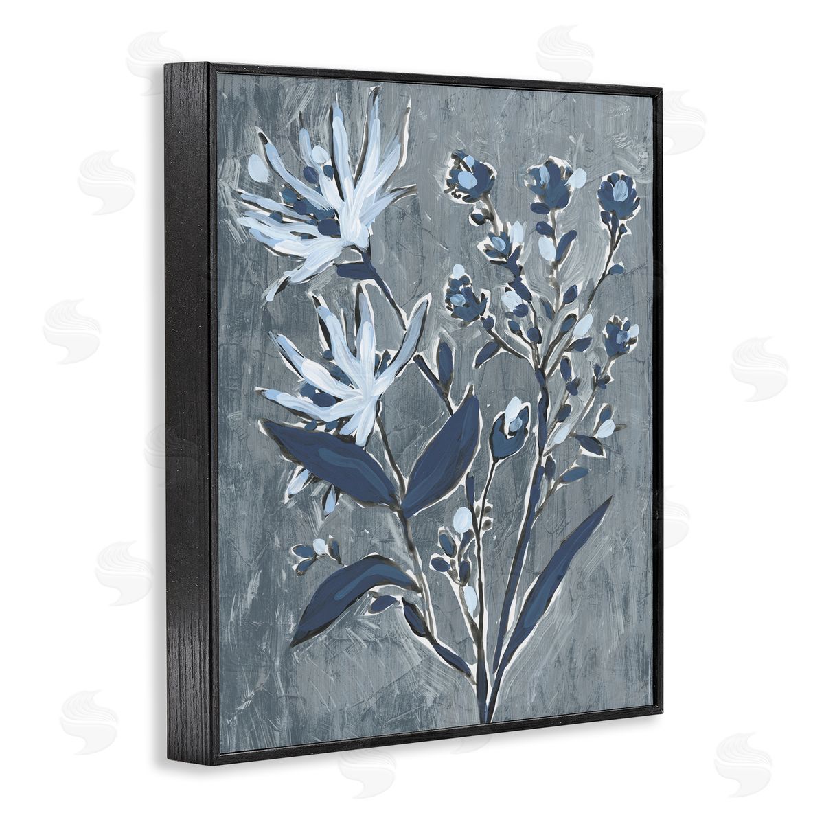 June Erica Vess Navy Blue Flowers Canvas Wall Art Print