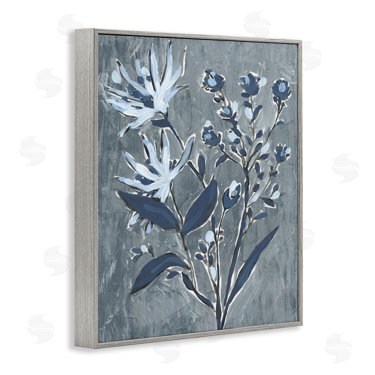 June Erica Vess Navy Blue Flowers Canvas Wall Art Print