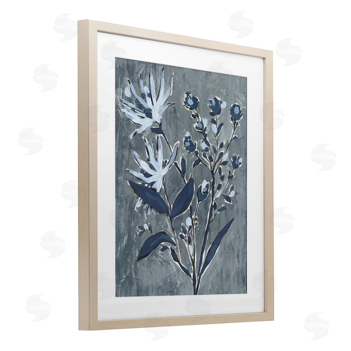 June Erica Vess Navy Blue Flowers Canvas Wall Art Print