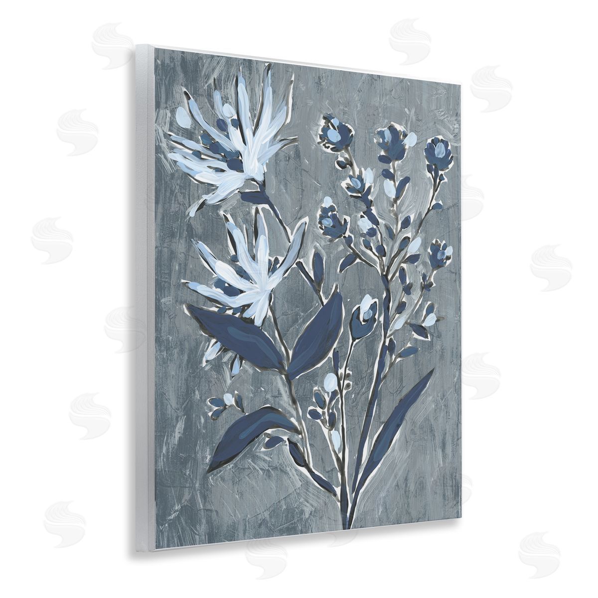 June Erica Vess Navy Blue Flowers Canvas Wall Art Print