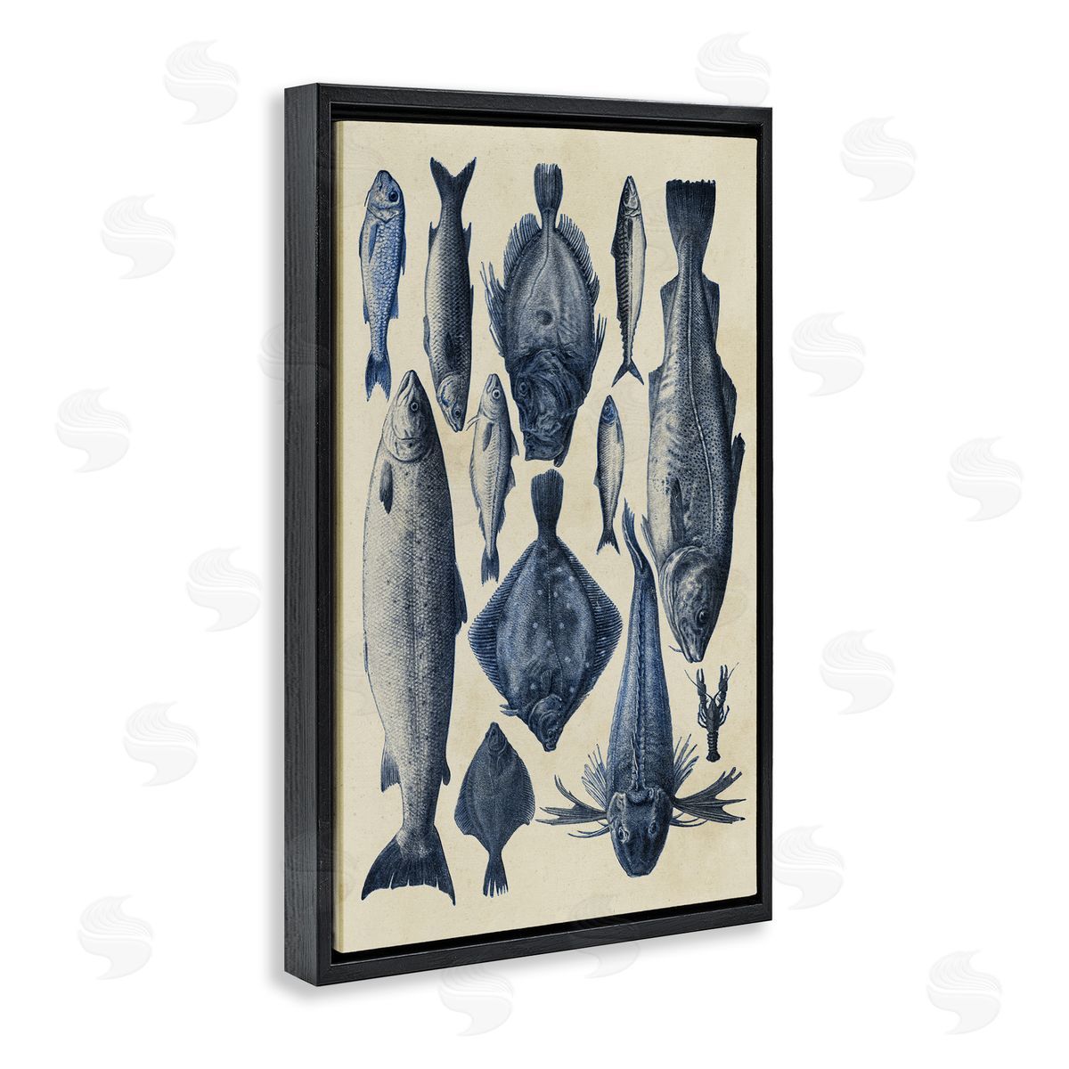 Alicia Longley Traditional Blue Fish Chart Canvas Wall Art Print
