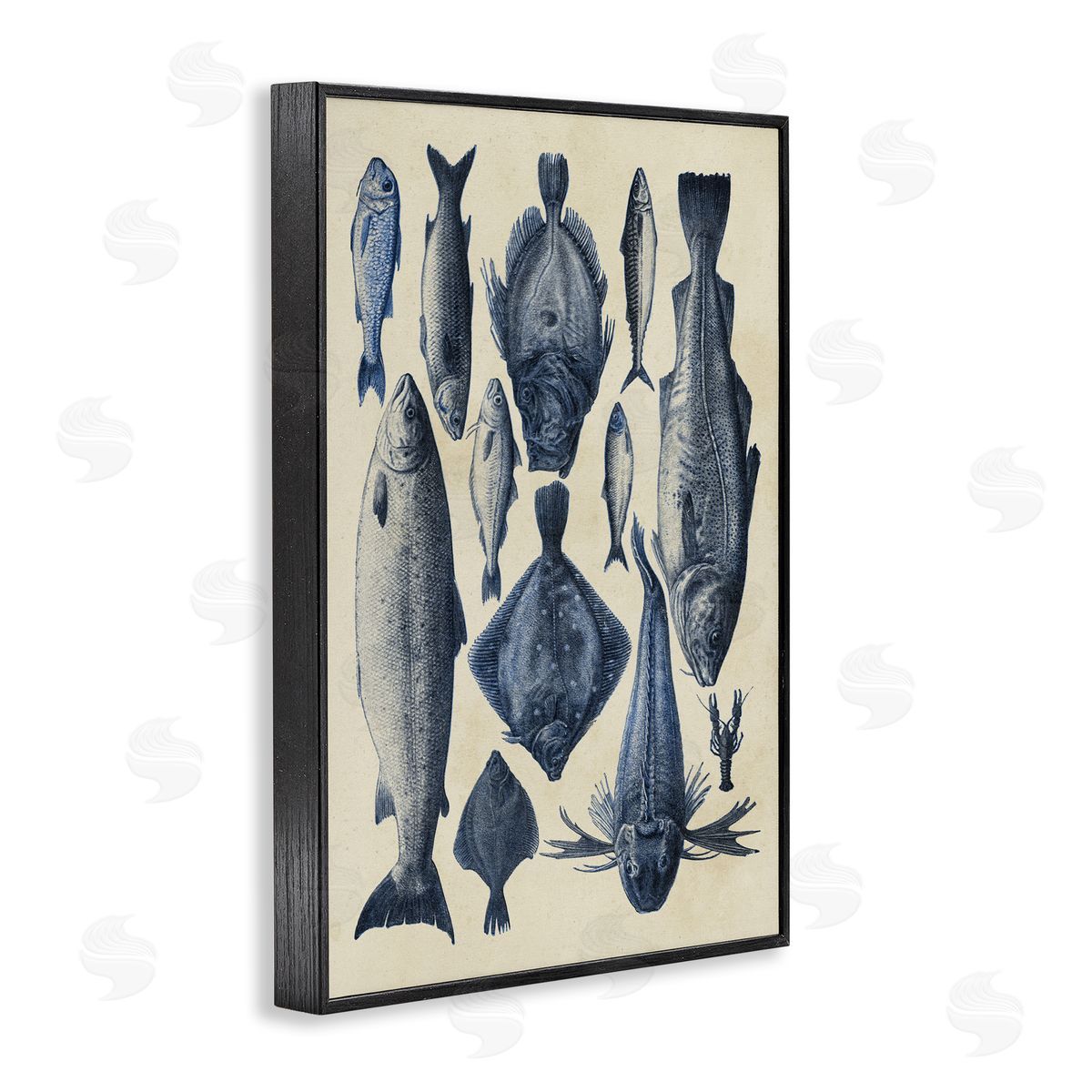 Alicia Longley Traditional Blue Fish Chart Canvas Wall Art Print