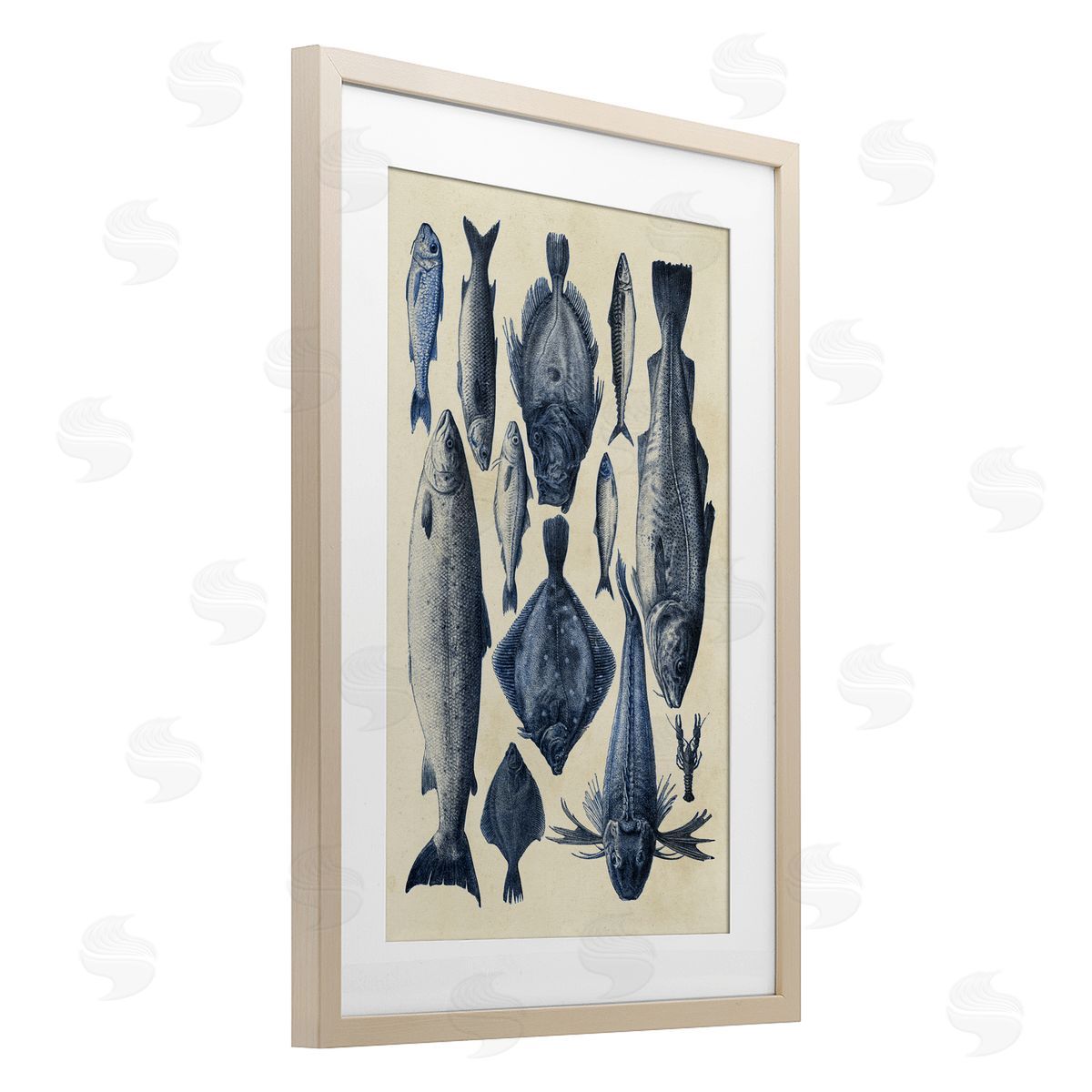 Alicia Longley Traditional Blue Fish Chart Canvas Wall Art Print