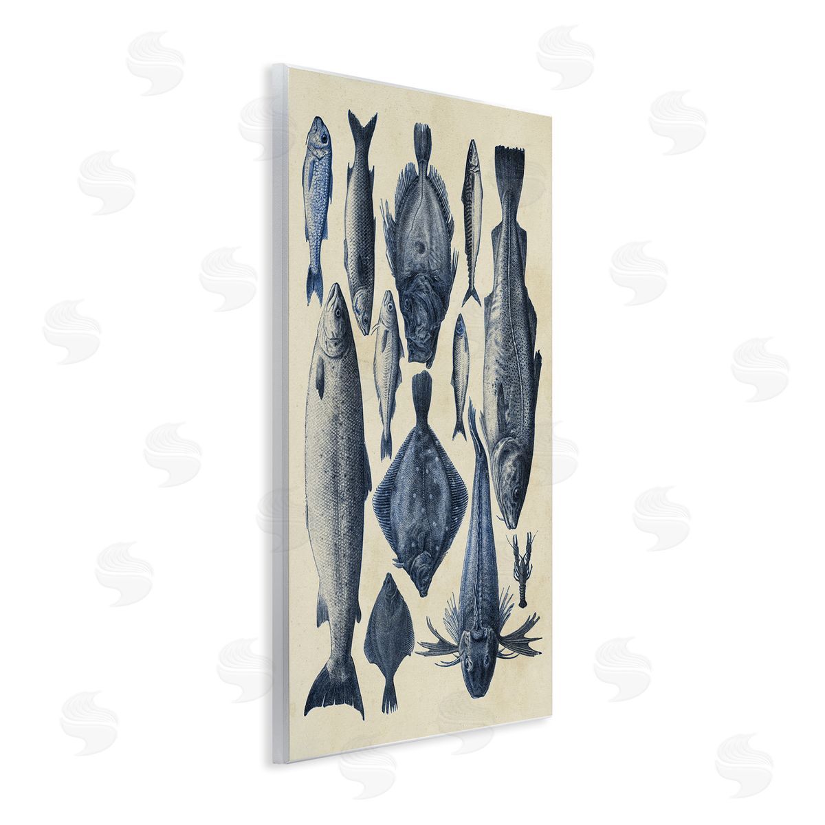 Alicia Longley Traditional Blue Fish Chart Canvas Wall Art Print