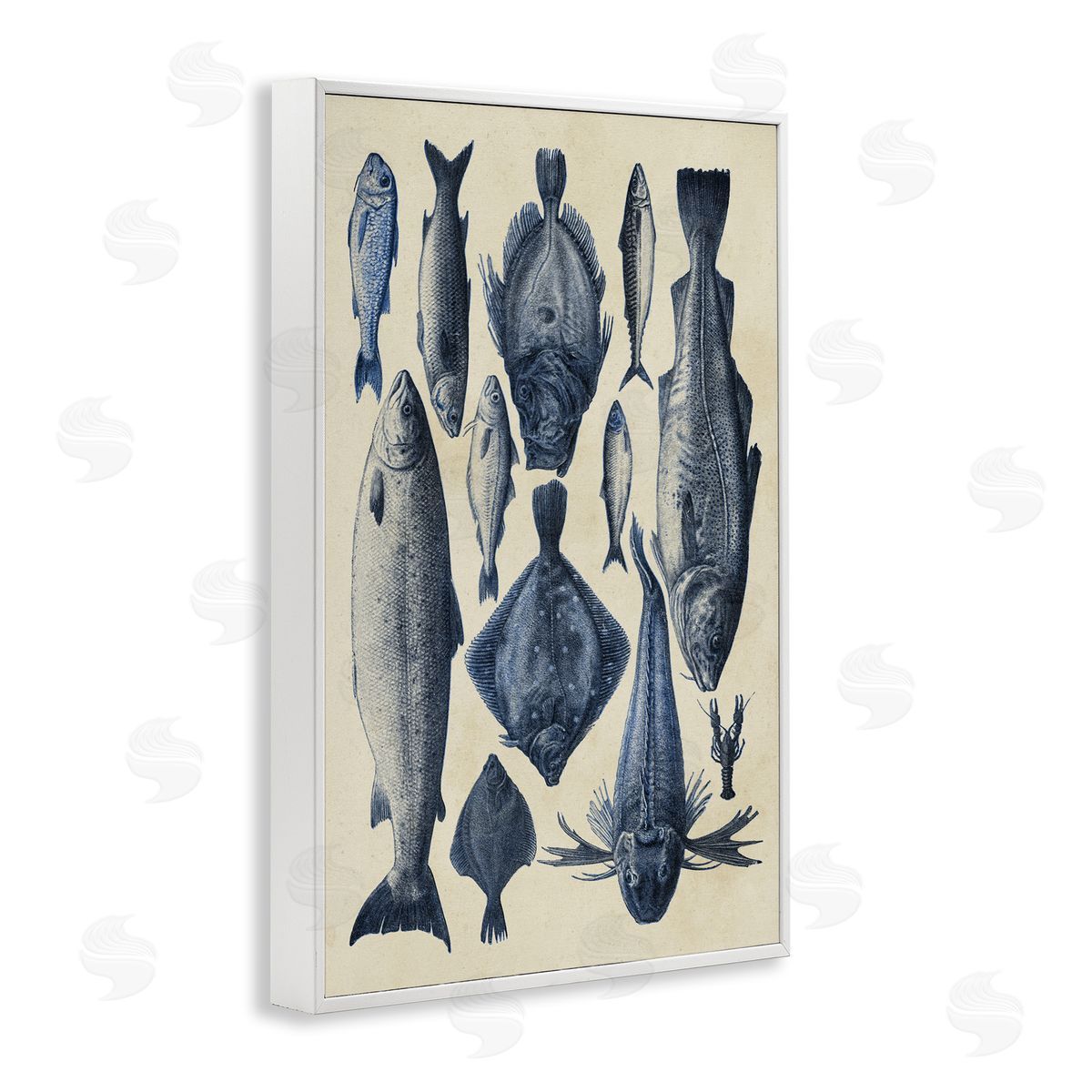 Alicia Longley Traditional Blue Fish Chart Canvas Wall Art Print