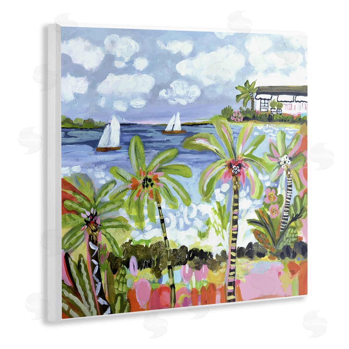 Karen Fields Palm Trees in Bright Sun Canvas Wall Art Print