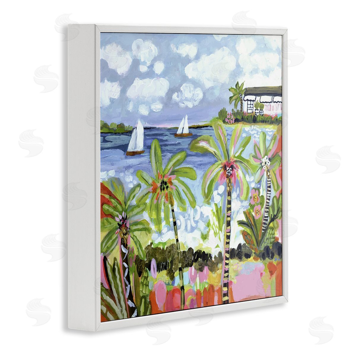 Karen Fields Palm Trees in Bright Sun Canvas Wall Art Print