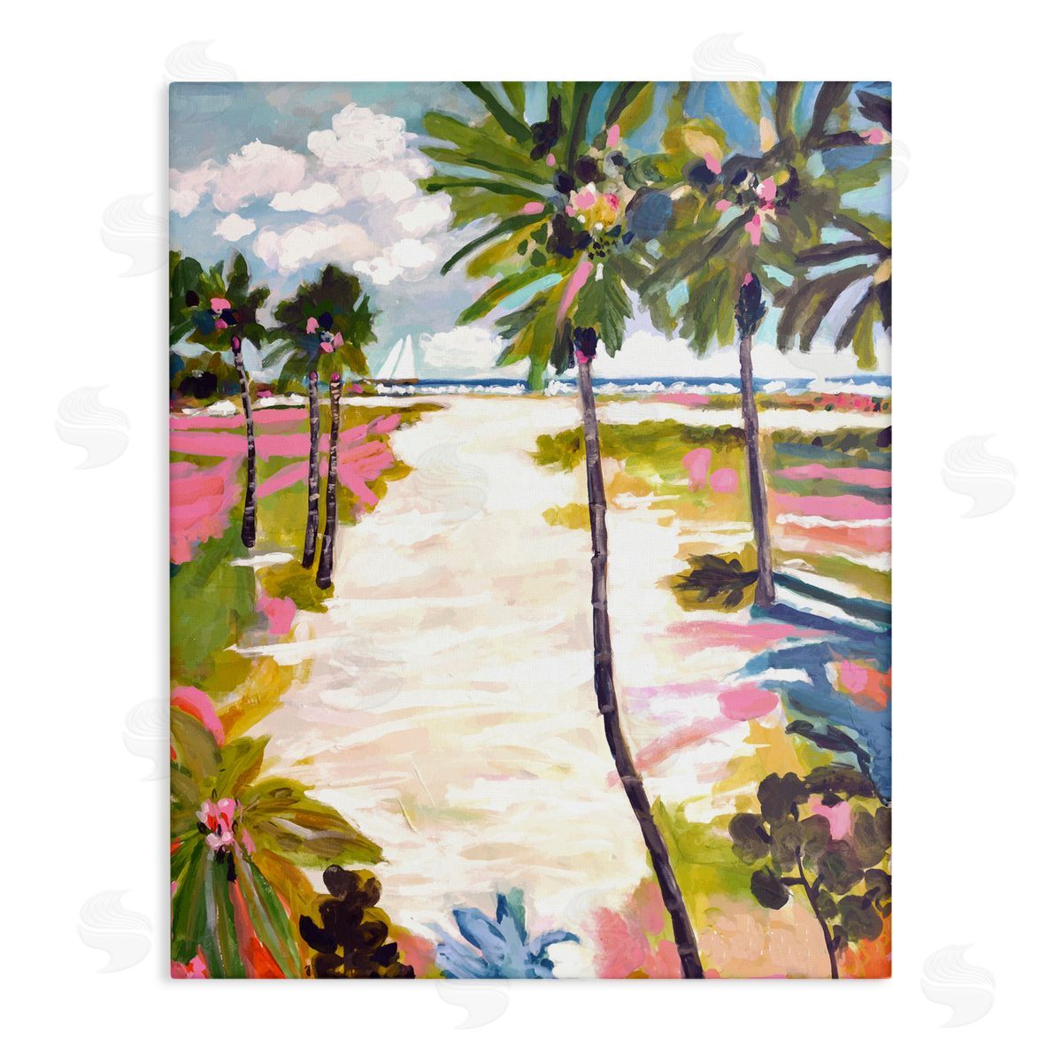Karen Fields Bright Sunlit Palm Trees Canvas Wall Art Print