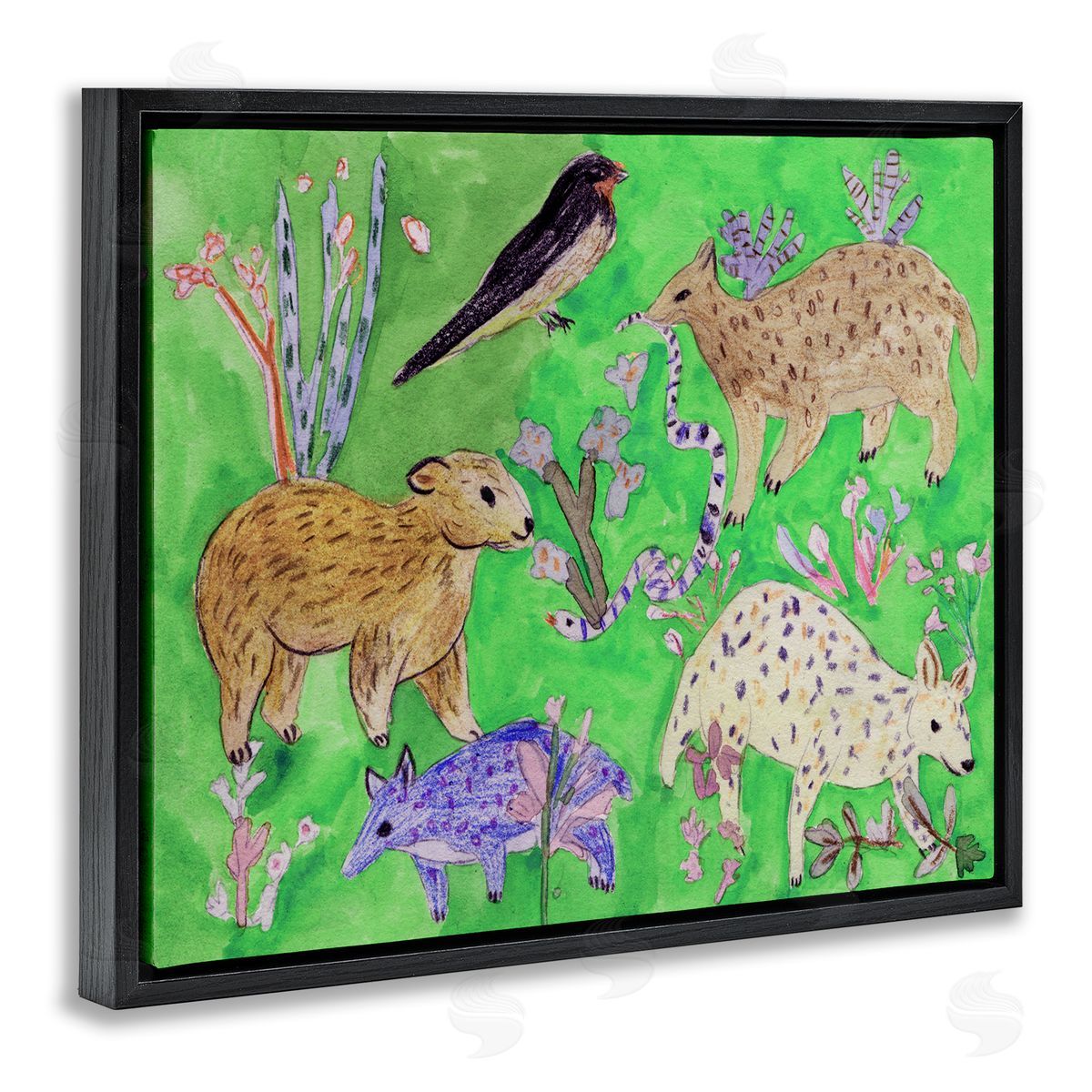 Melissa Wang Quirky Meadow Animals Canvas Wall Art Print