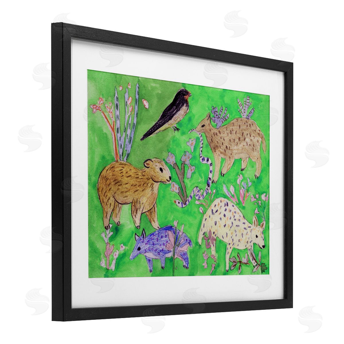 Melissa Wang Quirky Meadow Animals Canvas Wall Art Print