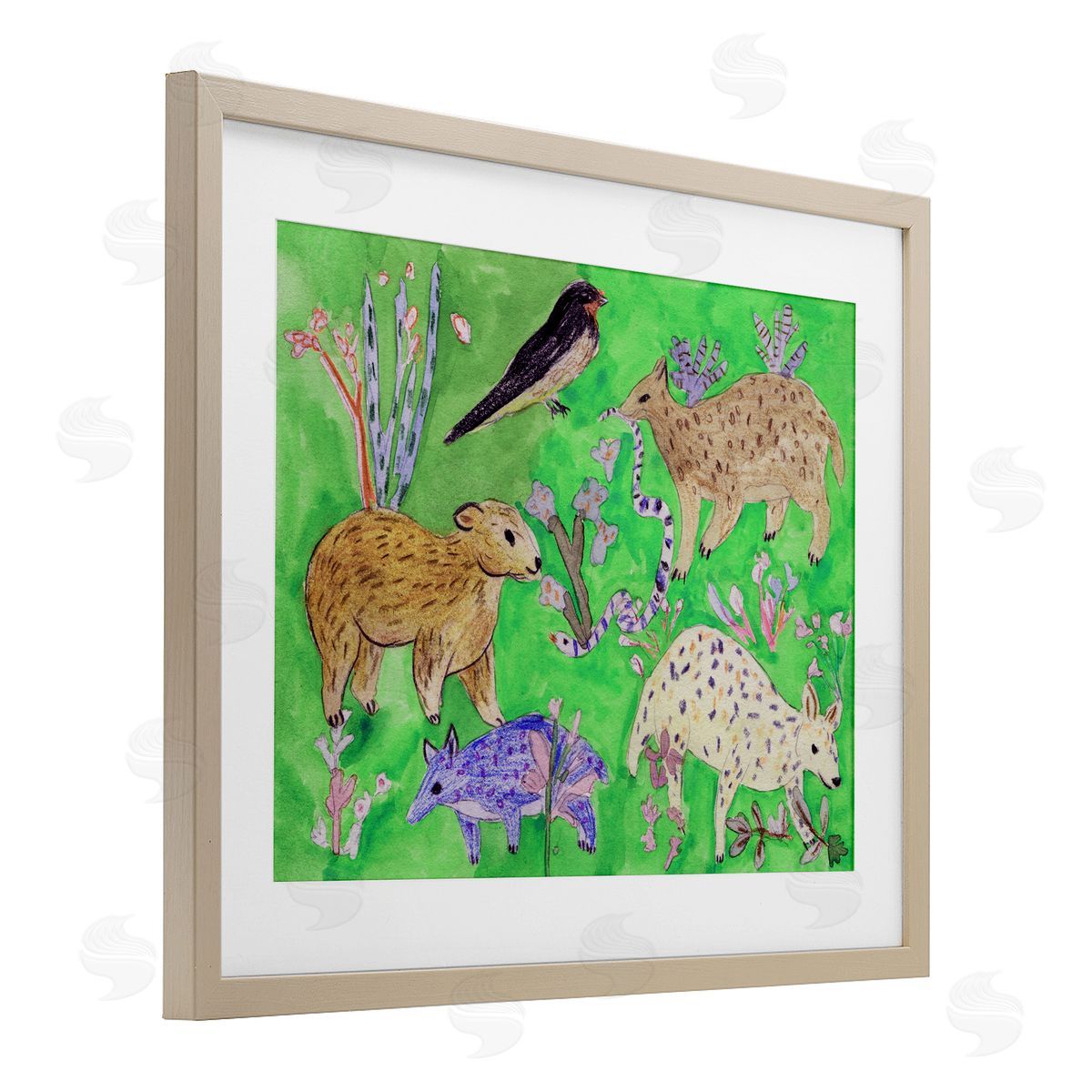 Melissa Wang Quirky Meadow Animals Canvas Wall Art Print