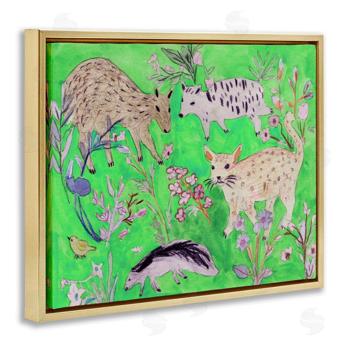 Melissa Wang Quirky Meadow Wildlife Canvas Wall Art Print