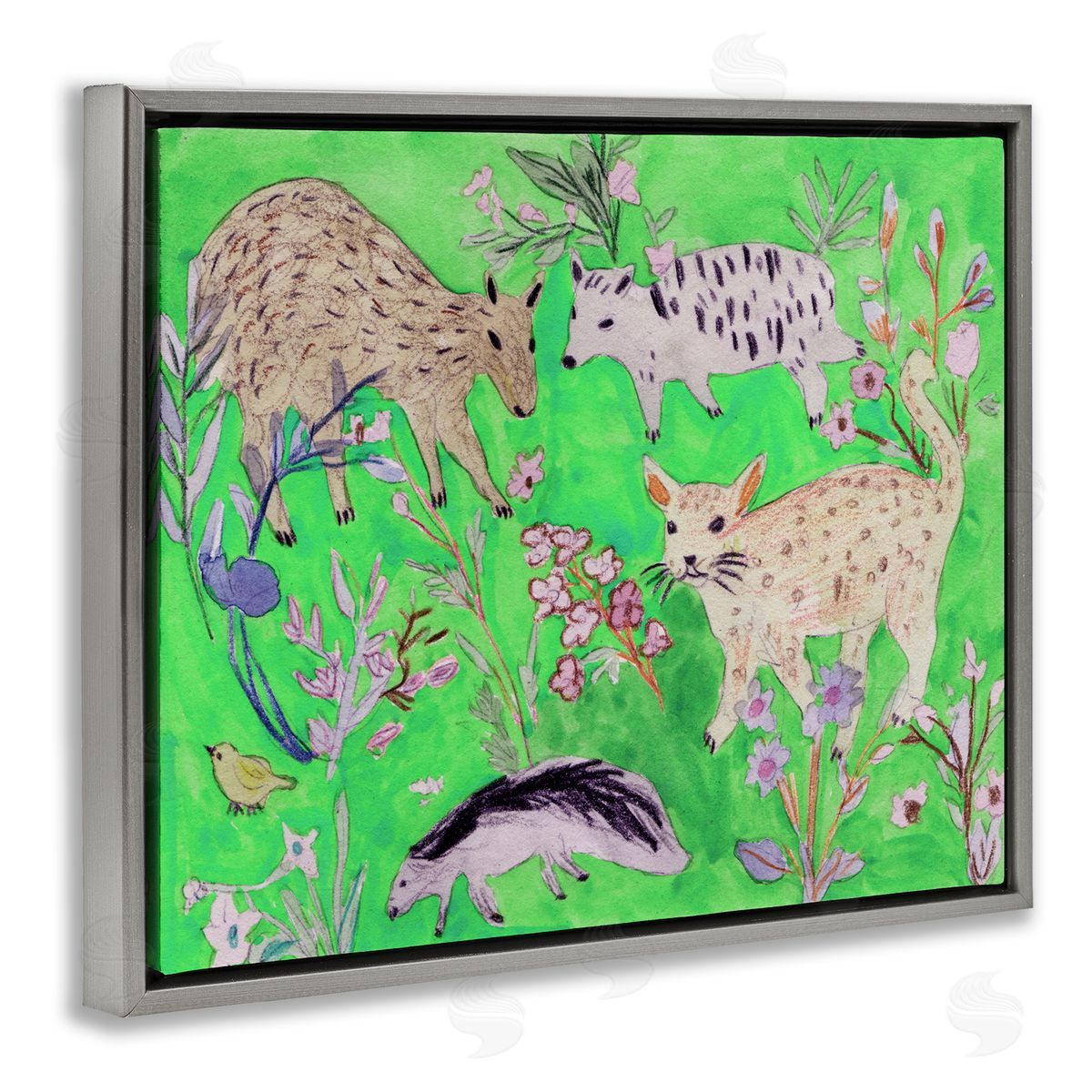 Melissa Wang Quirky Meadow Wildlife Canvas Wall Art Print