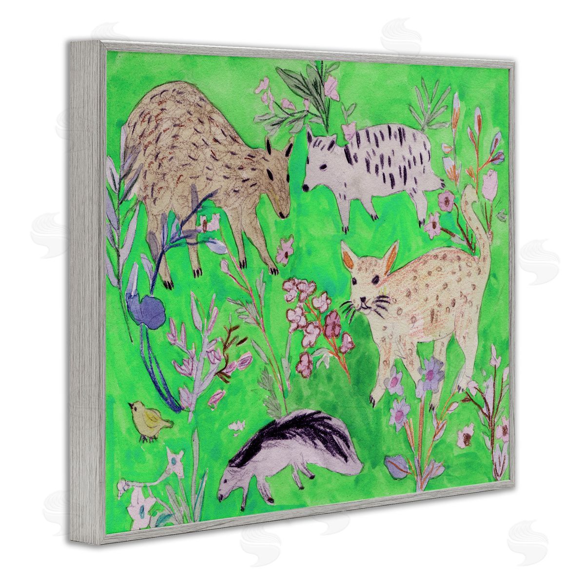 Melissa Wang Quirky Meadow Wildlife Canvas Wall Art Print