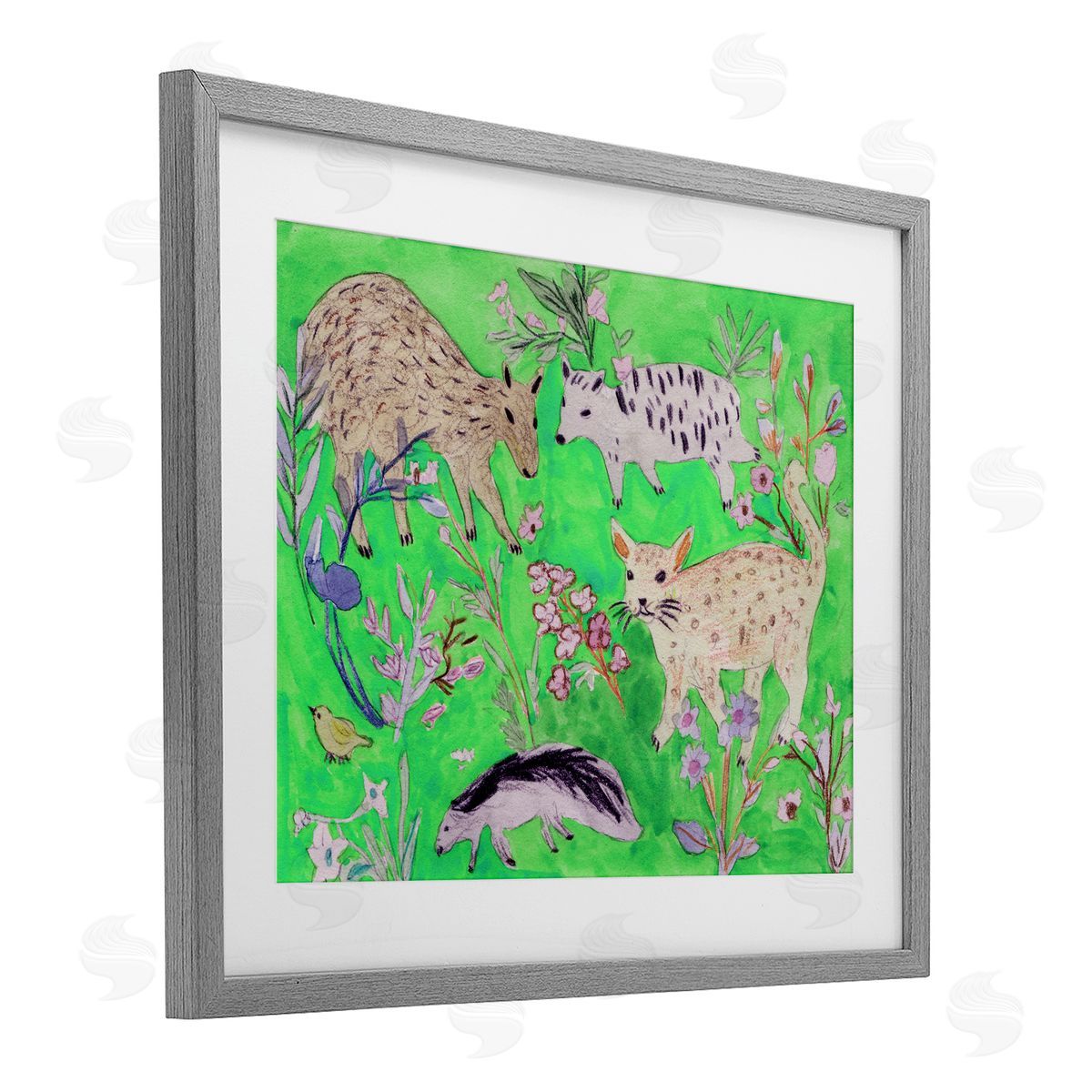 Melissa Wang Quirky Meadow Wildlife Canvas Wall Art Print