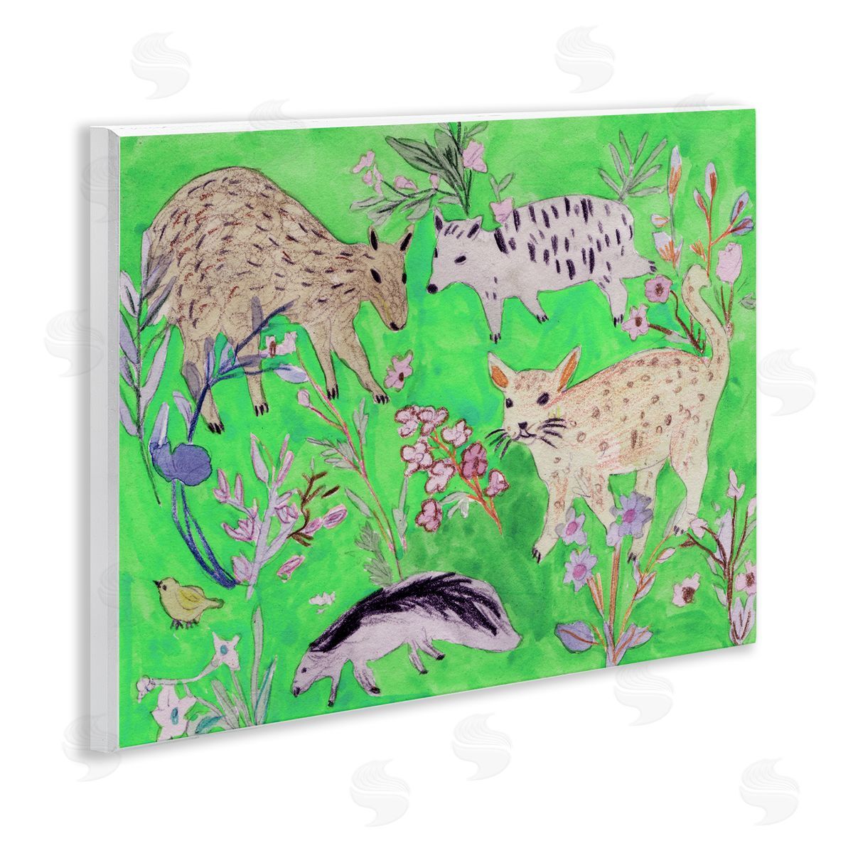 Melissa Wang Quirky Meadow Wildlife Canvas Wall Art Print