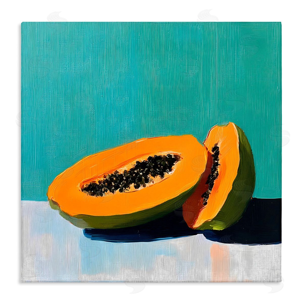 Walker Noble Papaya Pair on Blue Canvas Wall Art Print